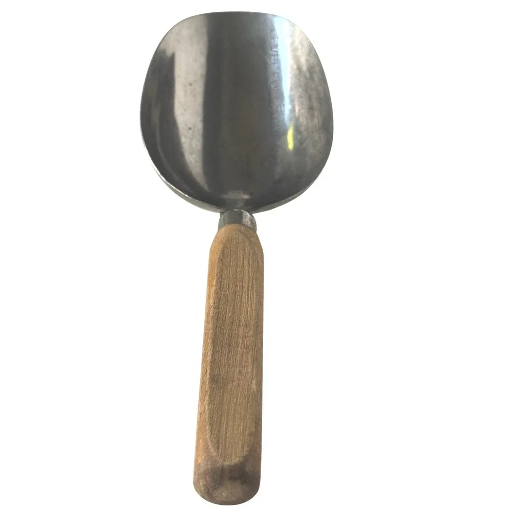 Vintage A&S 1/4‎ Cup Aluminum Scoop Wood Handle Advertising Palos Verdes CA